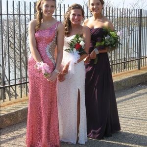 Pink sequins prom dress